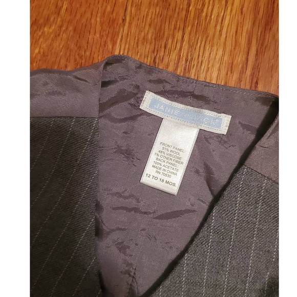 5/$25  Janie and Jack Formal Wool-blend Gray Pinstripe Vest Size 12-18 Months - Picture 5 of 6